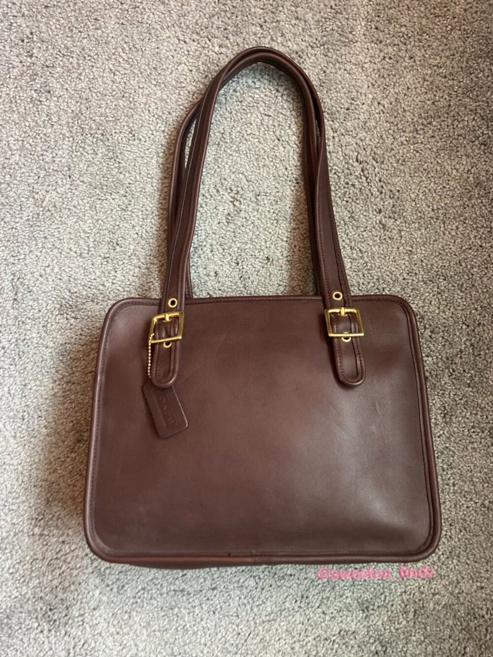 RARE Vintage 1990s Coach Compartment Legacy Tote Purse- 9163, Mahogany